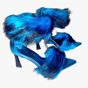 Neon Blue Fur Heels